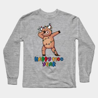 Dabbing Ox, Happy Moo Year 2021 Long Sleeve T-Shirt